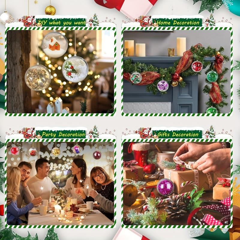 1/20x Hollow Christmas Ball DIY Transparent Balls Fillable Xmas Tree Hanging Globs Home Party Wedding Decoration Clear Pendant