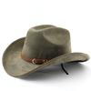Classic retro belt, western cowboy hat, woolen jazz top hat, men's and women's ethnic style autumn and winter felt hat, big eaves hat