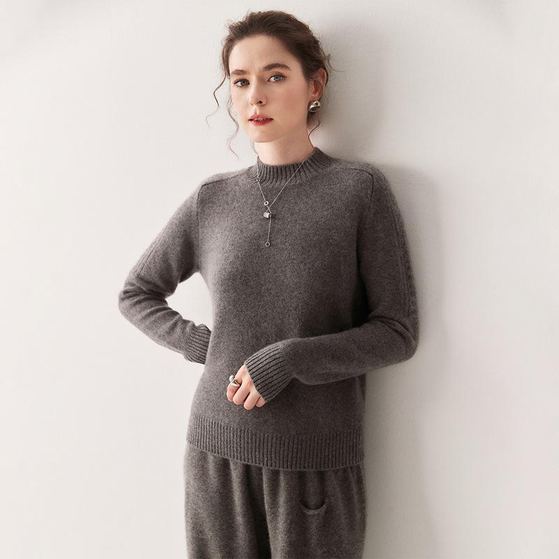 

Women s Cashmere Sweater: 2025 Autumn/Winter Half-High Neck, Cable Knit Cuff, Warm Soft Inner Layer, Thick Top M