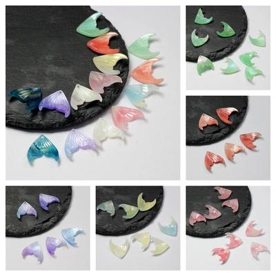 Dreidimensionale Fischschwanzperlen, handgefertigt, Modeschmuck, Zubehör, Acetatplatte, geschnitzte Haarnadel, DIY, 17 x 19 mm, 10 Stück