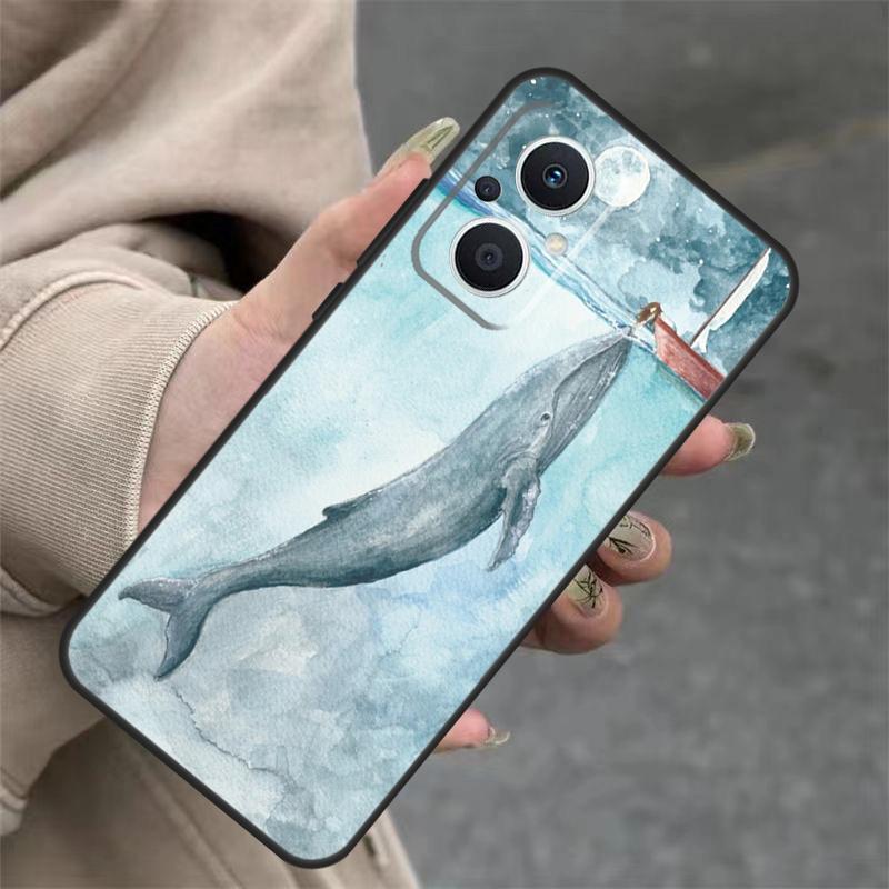 Cartoon Whale Case For OPPO Reno 14 10 11 12 13 Pro 11F 12F 13F 14F 7 8 Lite OPPO Find X9 X8 X5 Pro Cover