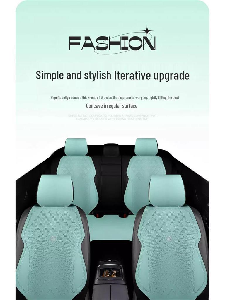Universal Suede Car Seat Cushion Set - All-Season, Three-Piece, Summer-Ready, Thin Cushion with Lumbar Support.