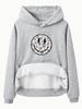European & American Women's Fleece-Lined Hoodie with Smiley Face Print - Autumn/Winter