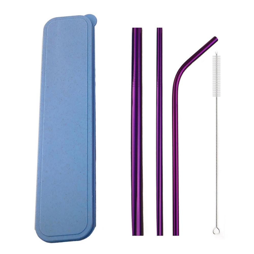 Bar Accessories Reusable Drinking Straw Set With Cleaner Brush Portable Straw Set Stainless Steel Straw With Box