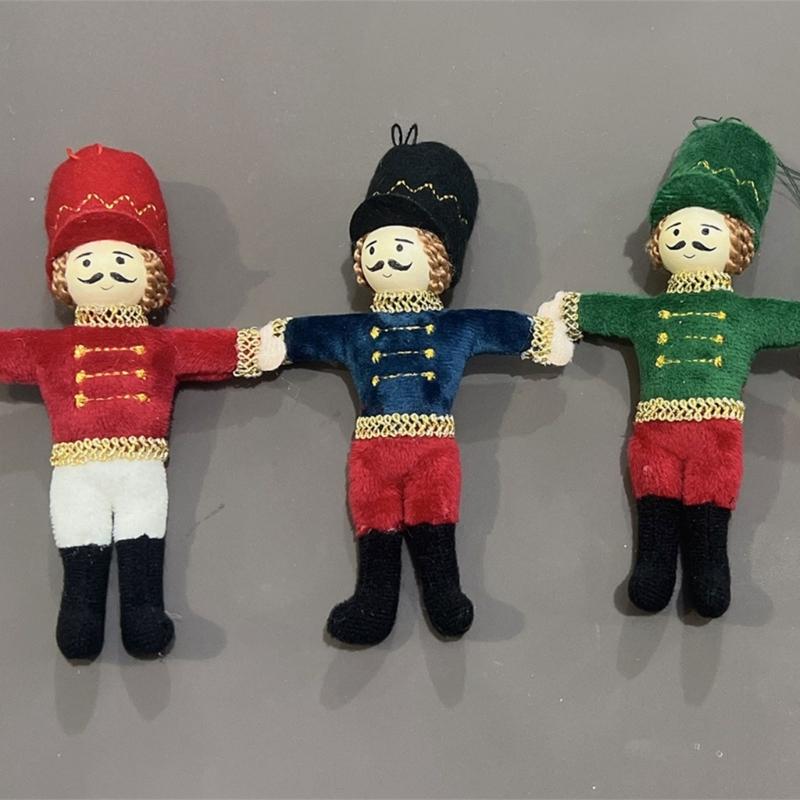 Classical Fabric Nut Cracker Soldier Figures Christmas Tree Hanging Ornaments Holiday Home Decoration