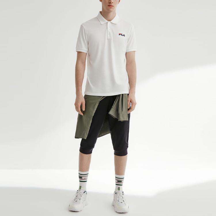 Fila Logo Bee Embroidery Short Sleeve Polo Shirt Men Tops White F11M028126F-WT