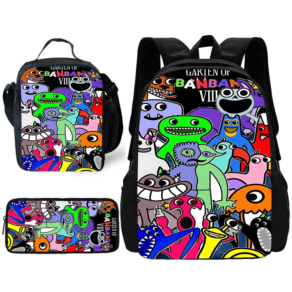 Child School Gartens of BanBans Game Backpack with Lunch Bags ,Pencil Bags ,School Bags for Boys Girls Best Gift