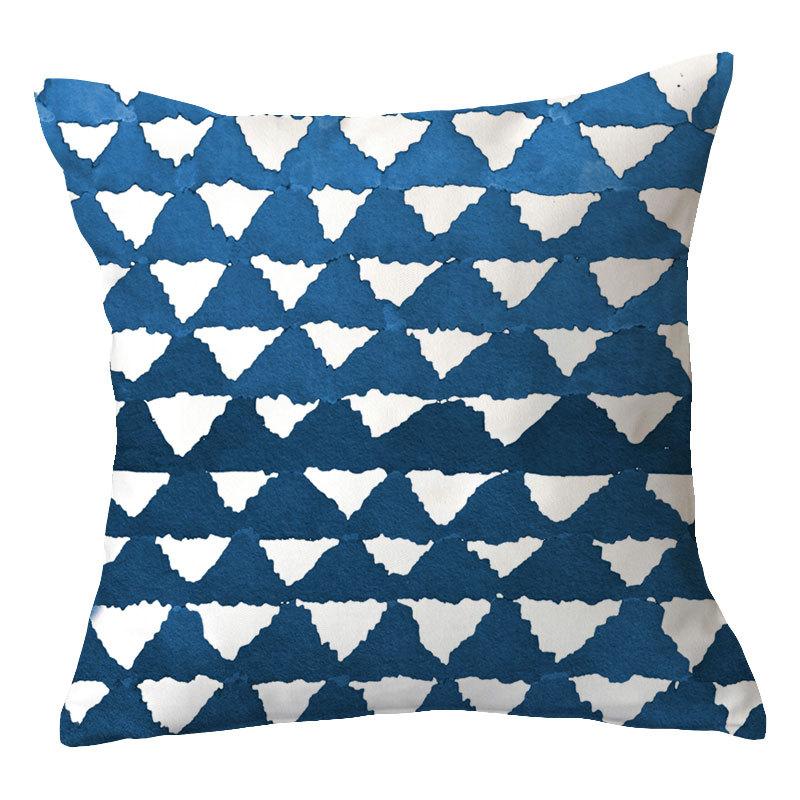 Simple New Blue Geometric Plush Pillowcase Home Fabric Sofa Pillow Cushion Cover Design