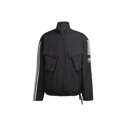 adidas Striped Logo Print Zip-Up Workwear Stand Collar Jacket for Men, Black S чёрный