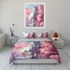 White Horse Sakura Scene Decor Soft Comfortable Duvet Cover Bedding Set Included 1*Duvet Cover & 2*Pillowcases gift