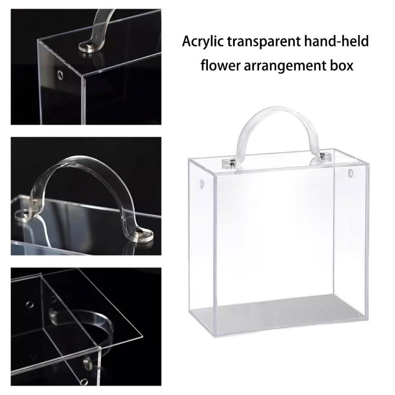 Elegant Clear Acrylic Hand Carry Box Flower Display Container Perfect For Flower Displays And Special Event