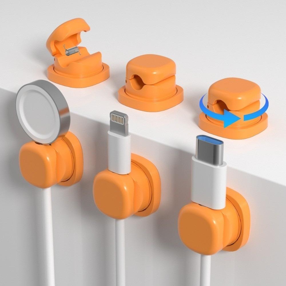 6pcs Adhesive Desktop Cable Organizer Rotatable Wall Mount Under Desk Wire Holder Anti-Slip Adjustable Cord Cable Organizer