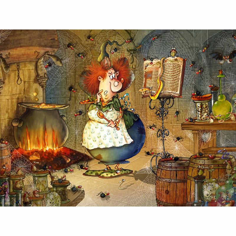 5D DIY Full Drill Diamond Painting Dragon Animal Picture of Rhinestone Diamond Embroidery Cartoon Woman Witch Cross Stitch Handmade Gift