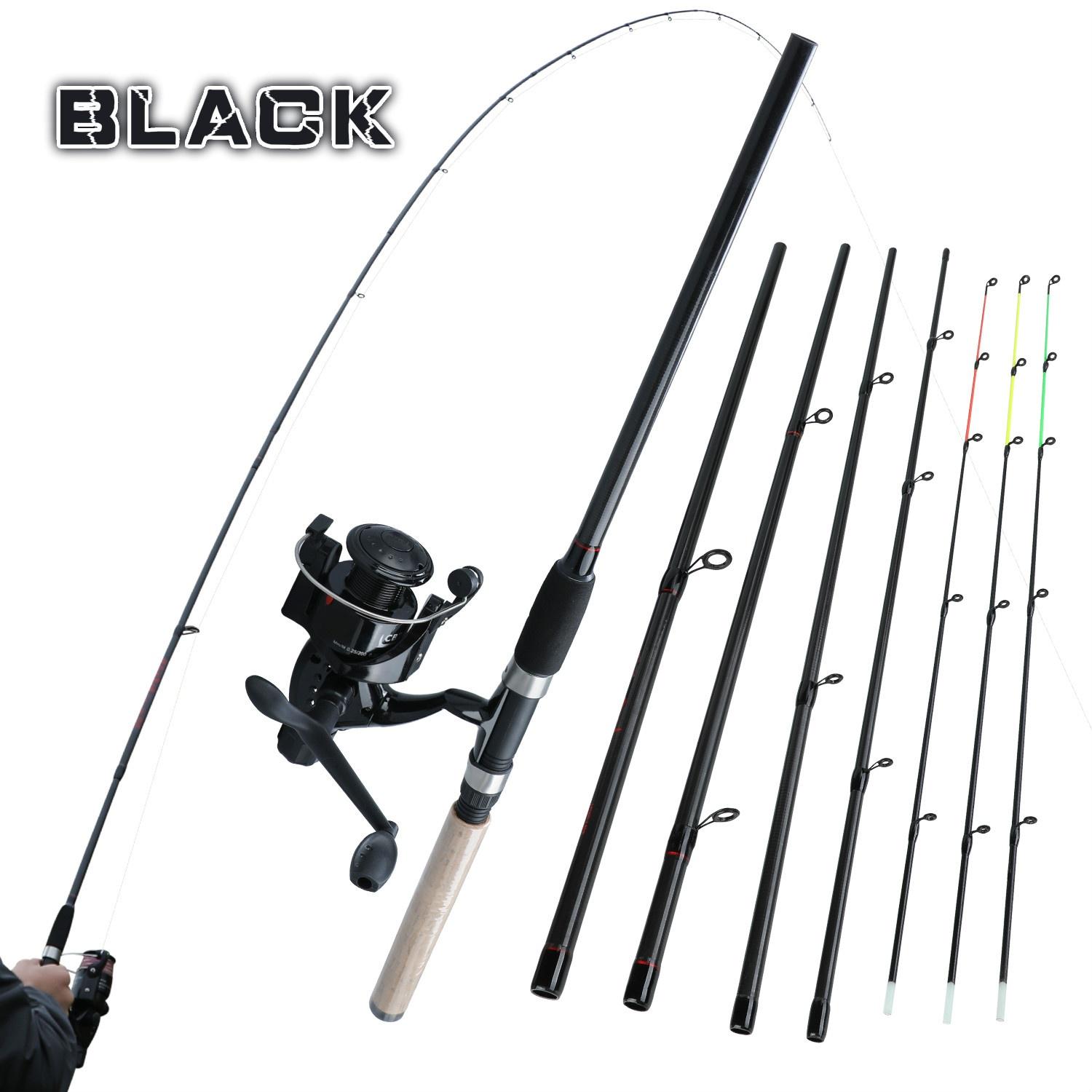 

Комбинированные катушки для удочек, фидерная удочка длиной 3,0 м/9,8 фута с передаточным числом 5,1:1, катушка для ловли карпа Fishing Rod&Reel чёрный