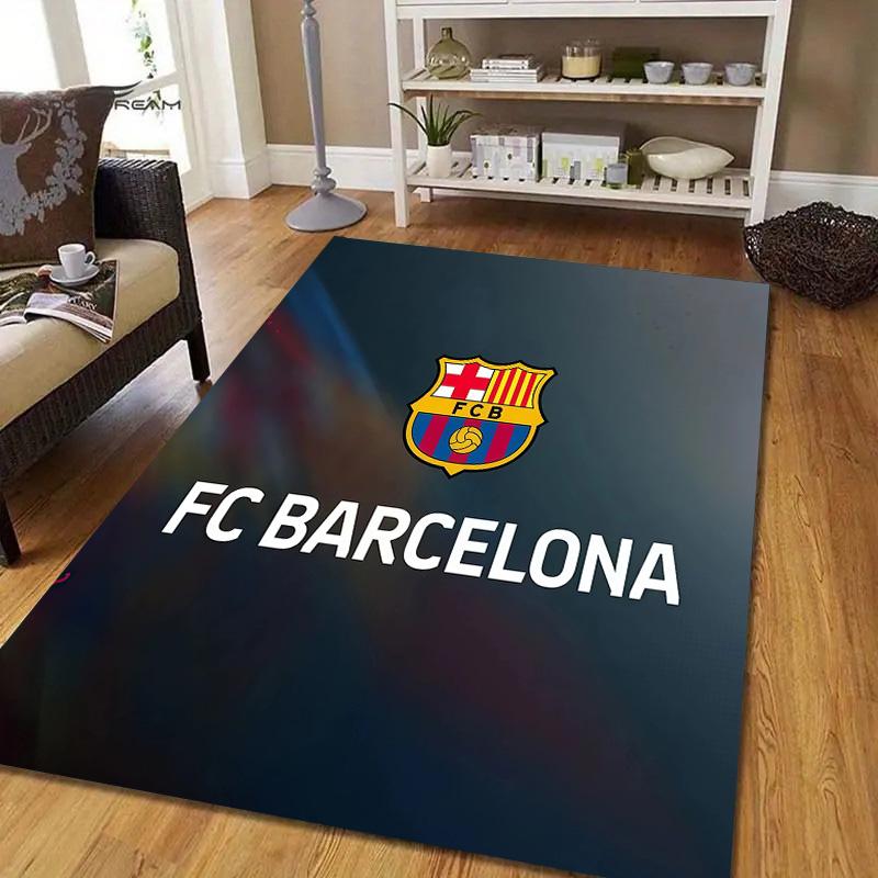Tappeto Quadrato a Fantasia Flanella Futbol Club Barcelona, Tappeto da Area, Tappeto per Soggiorno Camera da Letto Divano Sala Giochi Decorazione, Tappetino Antiscivolo