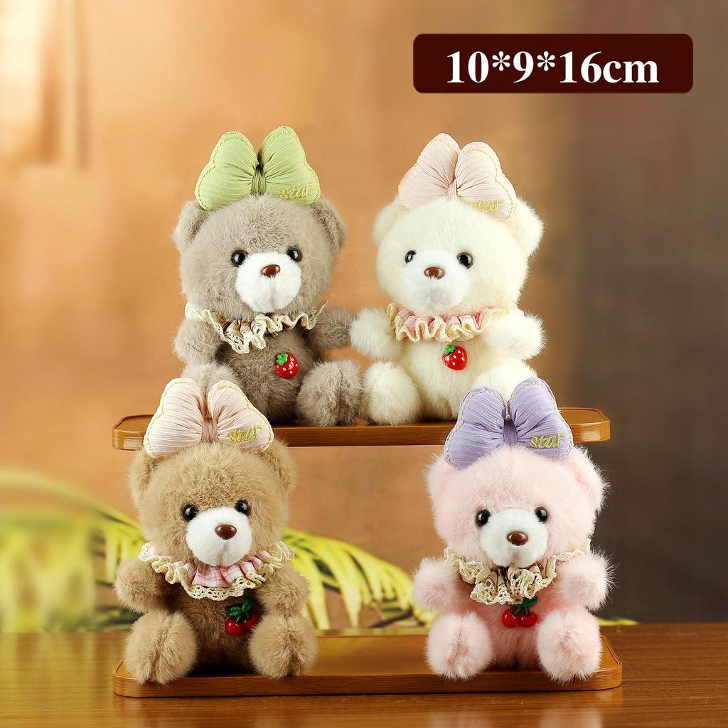 Kawaii Bow Tie Bear Plush Keychain Backpack Charm