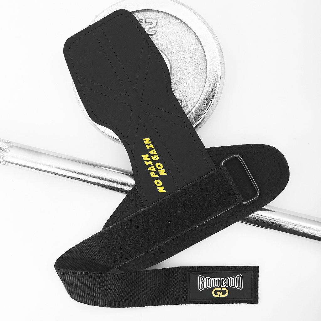 GOUNOD 1 Pair Weightlifting Gloves Double Layer Cowhide Leather Palm Protector Anti Slip Wrist Support