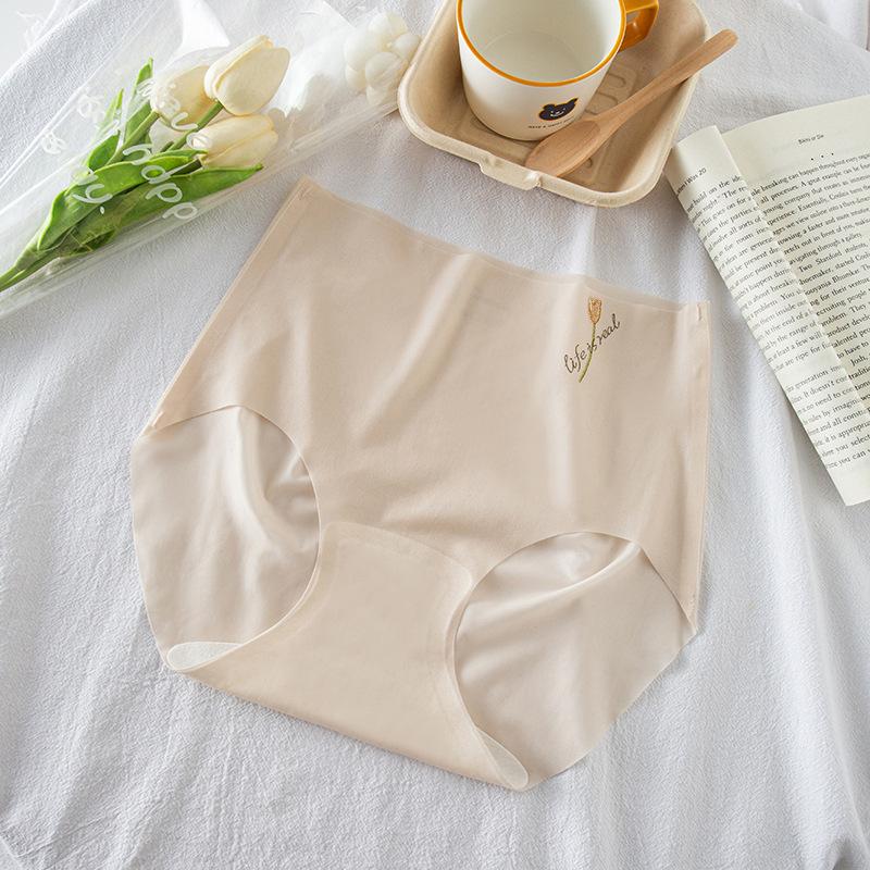 Mutandine invisibili senza cuciture in seta di ghiaccio da donna, taglie grandi, in cotone, con cavallo ultrasottile, mutandine bikini