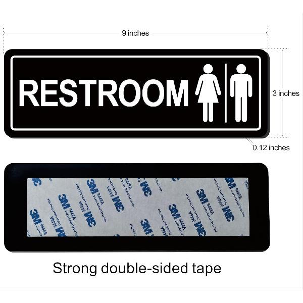 Restroom Sign – Commercial Restroom Sign (2-Pack) – Made From Premium Durable Frosted Acrylic Material, Super Strong Self-Adhesive, Quick And