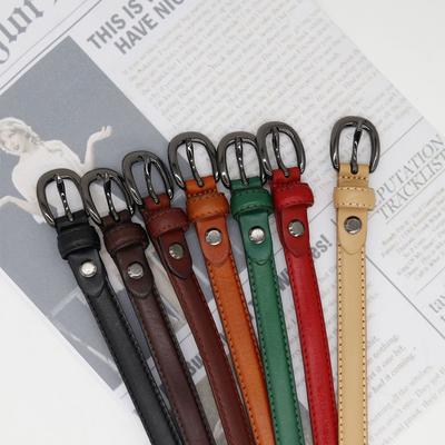 Pásek Dámský Ležérní Business Módní Kožený Jednoduchá Dekorace Tenký Pásek Niche Trend První Vrstva Hovězí Kůže Pásek