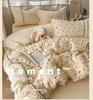 Korean Style Lace Skin-Friendly Double Layer Gauze Printed Bedding Set - Three or Four Pieces 