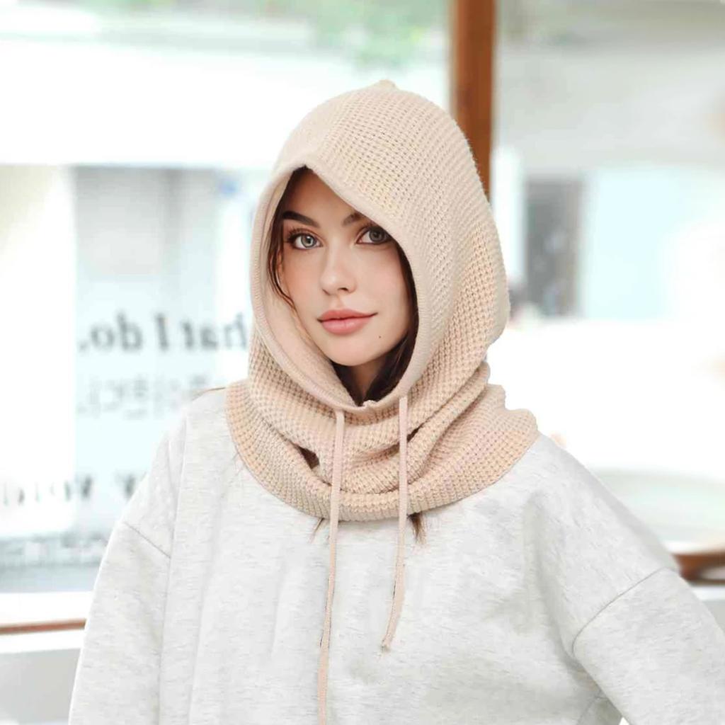 A Women Winter Beanie Hats One-Piece Knit Balaclavas Mask Neck Circle Scarf Ski Snow Hat