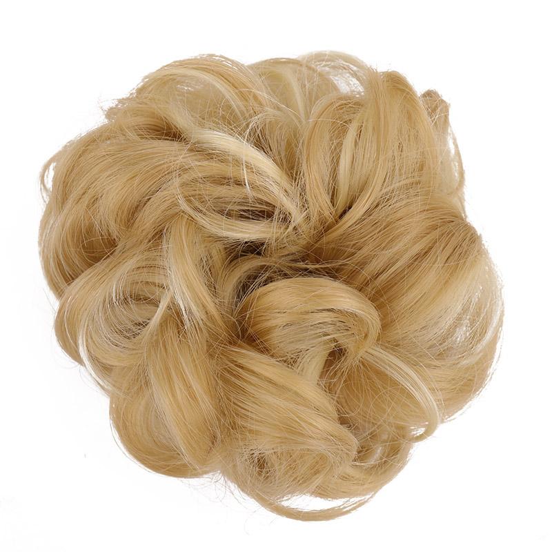 Messy Hair Bun Extensions Rubber Band Synthetic Hair Extension Curly Wavy Messy Synthetic Chignon Scrunchy Updo Hairpiece For Women Girls
