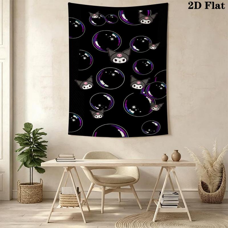 Kawaii Kuromi Tapestry Cute Room Tapestry Fashion Print Background Cloth Home Decor Homestay Soft Decoration Tapestry Background Wall Hanging Cloth
