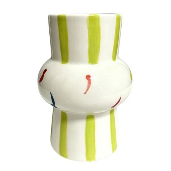 Ceramic Vase Hand Painted Striped Polka Dot Flower Vase Gourd Shape Vase for Fresh And Dried Flowers Home