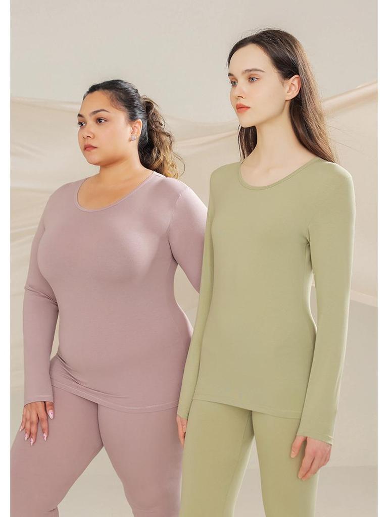 10A Antibacterial Women's Slim Fit Pure Cotton Autumn Innerwear Set - Base Layer, Plus Size