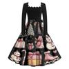 Women's Casual Fashion V Neck Christmas Printed Vintage Dress