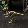 Brass Jurassic Dinosaur Tyrannosaurus Small Statue Office Desktop Ornaments Tea Pets Crafts Animal Figurines Miniatures Toy