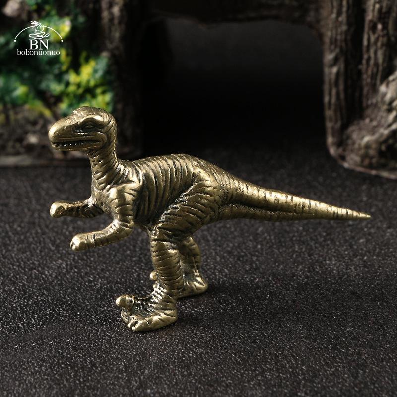 Brass Jurassic Dinosaur Tyrannosaurus Small Statue Office Desktop Ornaments Tea Pets Crafts Animal Figurines Miniatures Toy