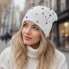 Warm Winter Hat Colored Rhinestone Knitted Pullover Cap Casual Ear Protection Hat  Outdoor Sports