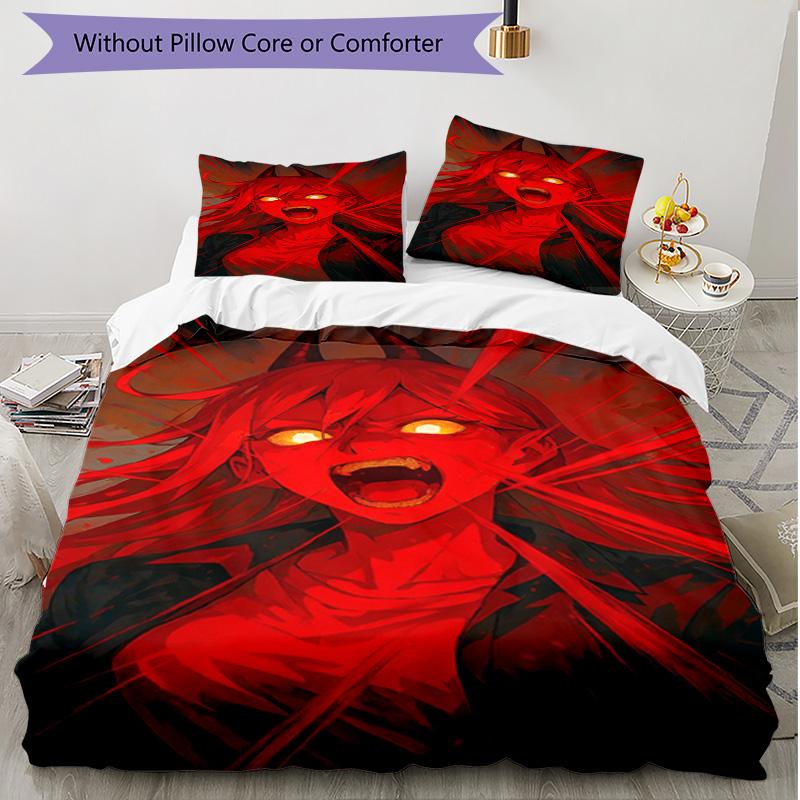 3pcs Duvet Cover Set (1*Duvet Cover + 2*Pillowcase, Without Core), Makima Chainsaw Man Print Soft All‑Season Bedding Set, Home Bedroom Decor Gift