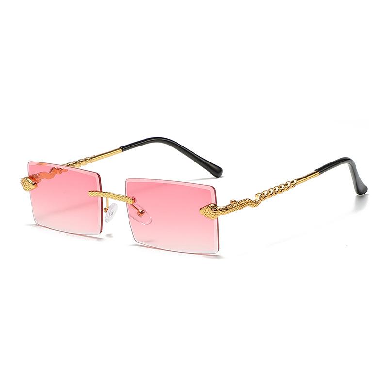 Stylish Retro High End Designer Style Travel Friendly No Rim Alloy Metal Square Shaped Male Female Sun Glasses