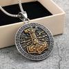 Men's Retro Stainless Steel Double-Sided Thor's Hammer Pendant Necklace