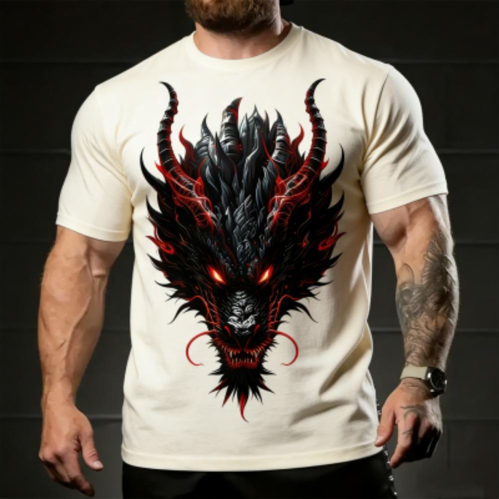 

Fashion Europe America Summer Men s T-Shirt Dragon 3D Print Tees Top Loose Short Sleeve Streetwear Vintage Oversized Women T-shirt XXS