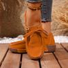 2025 Autumn Velvet Lace-up Casual Shoes Leather Round Head Rockers Women's Shoes Muffin Thick-soled Wedge Heel Mother Shoes