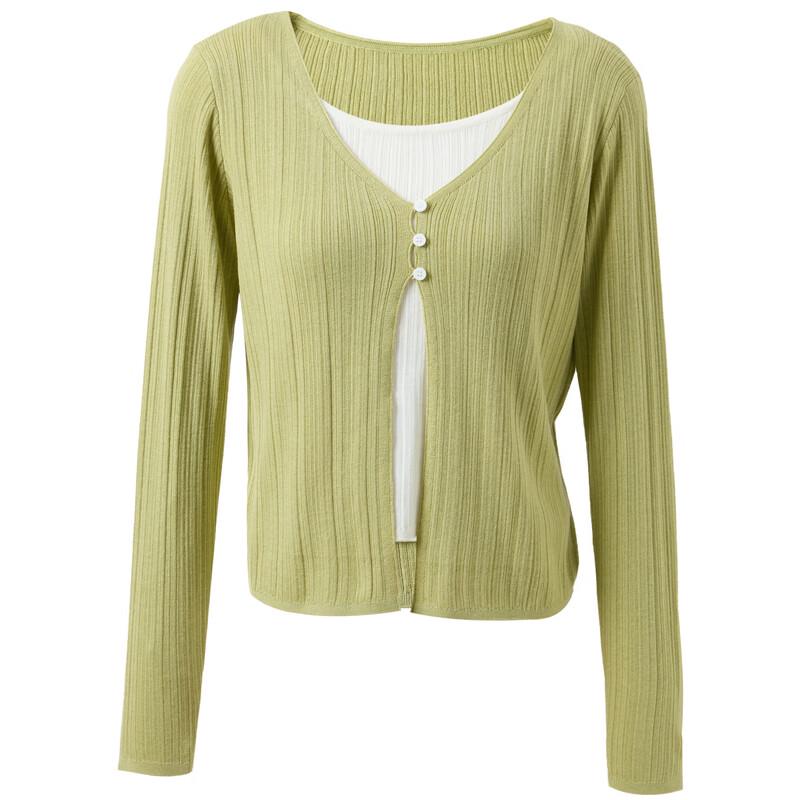 Sancai Faux Two-Piece Color-Block Knit Sweater