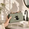Cat Printed Makeup Bag Solid Color Travel Pouch Cute Handbag  Daily Use