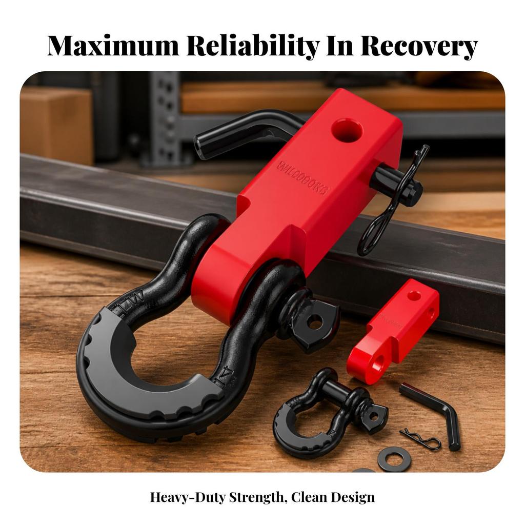 Off-Road Tow Hook Receiver Hitch with Powder-Coated Hardware