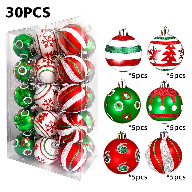 30pc/box Painting New Year Sparkling Christmas Balls Gifts Christmas Tree Pendants Home Hanging Pendants Exquisite 6cm