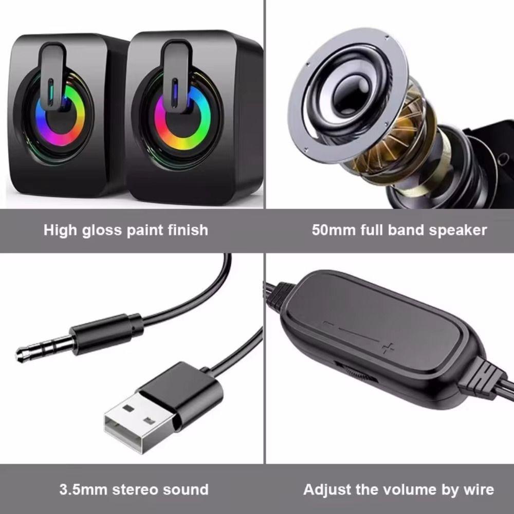 Volume Control Computer Speakers Stereo Sound PC Sound Box NEW RGB Subwoofer  Home Office