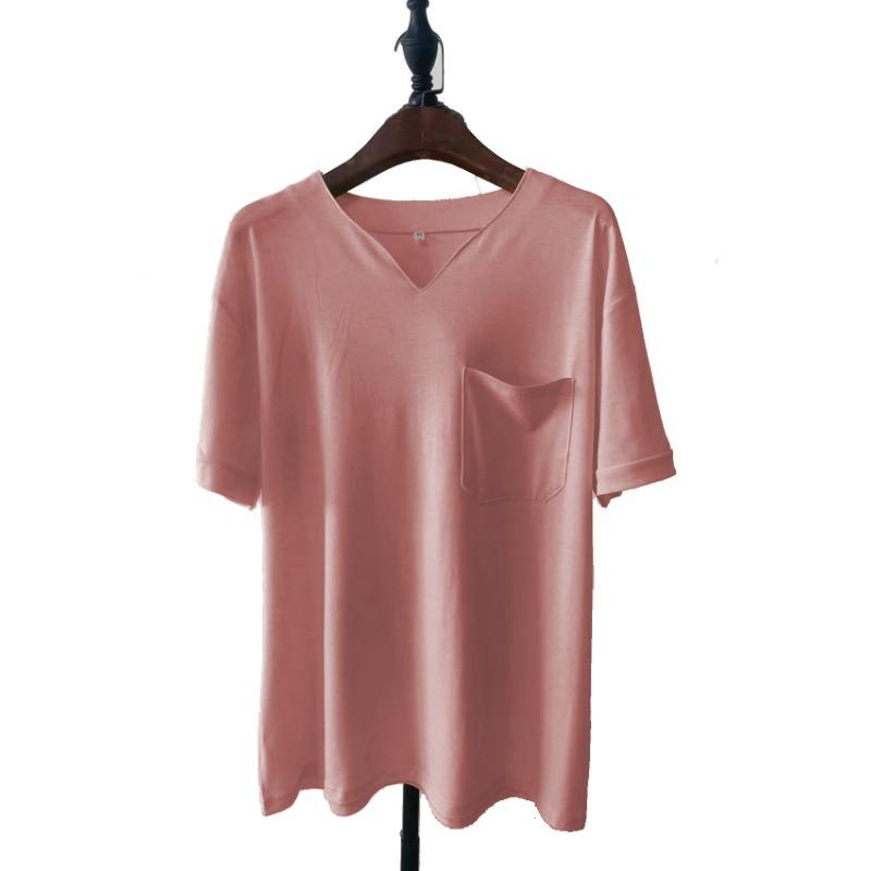 Mens Casual Solid V Neck Short Sleeve T Shirt With Pocket