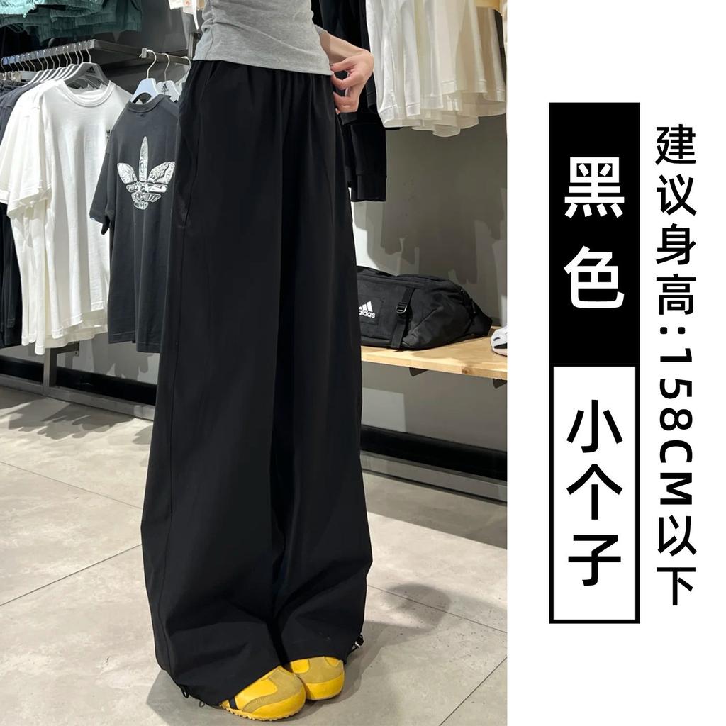Women's High Waist Cargo Pants Wide Leg Pants Loose Fit Japanese Casual Solid Nylon Quick Dry Three Length Sports Trousers