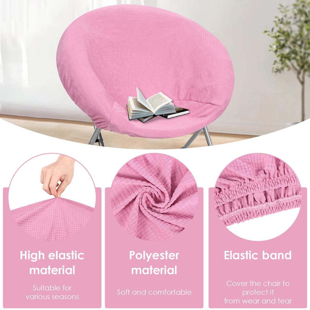 2Pcs Saucer Chair Cover Polyester High Elastic Round Moon Chair Protector Full Coverage Sofa Cushion Cover Furniture Decoration
