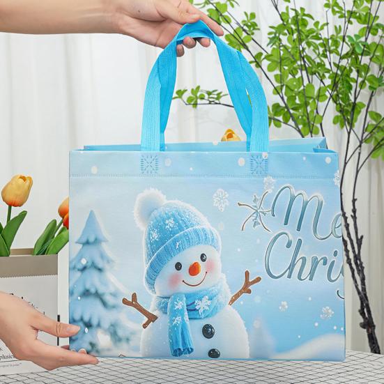 Christmas Gift Bags Large Reusable Tote Bag with Handles Non-Woven Christmas Grocery Shopping Bag for Holiday Xmas Party Supplies
