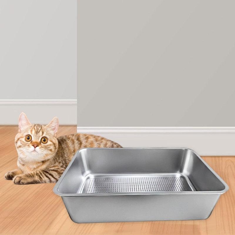 Cat Litter Sifter Box Stainless Steel Sturdy Easy To Clean Splashproof Large Capacity Pet Supplies Detachable Litter Sifter Tray