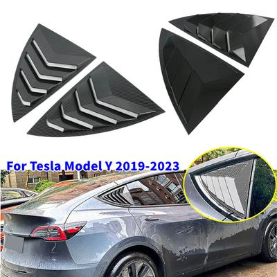 For Tesla Model Y - Car Rear Window Quarter Louver Shutter Cover Side Vent Trim Sticker ABS Exterior Accessories